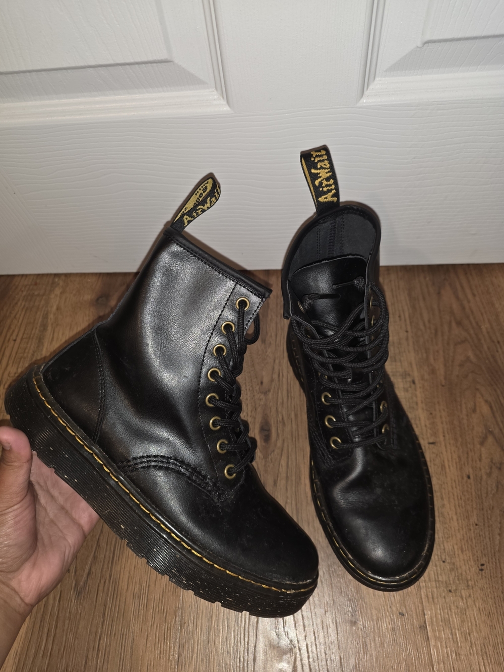 Dr. Martens Black Leather 8-Eye Lace-Up Boots